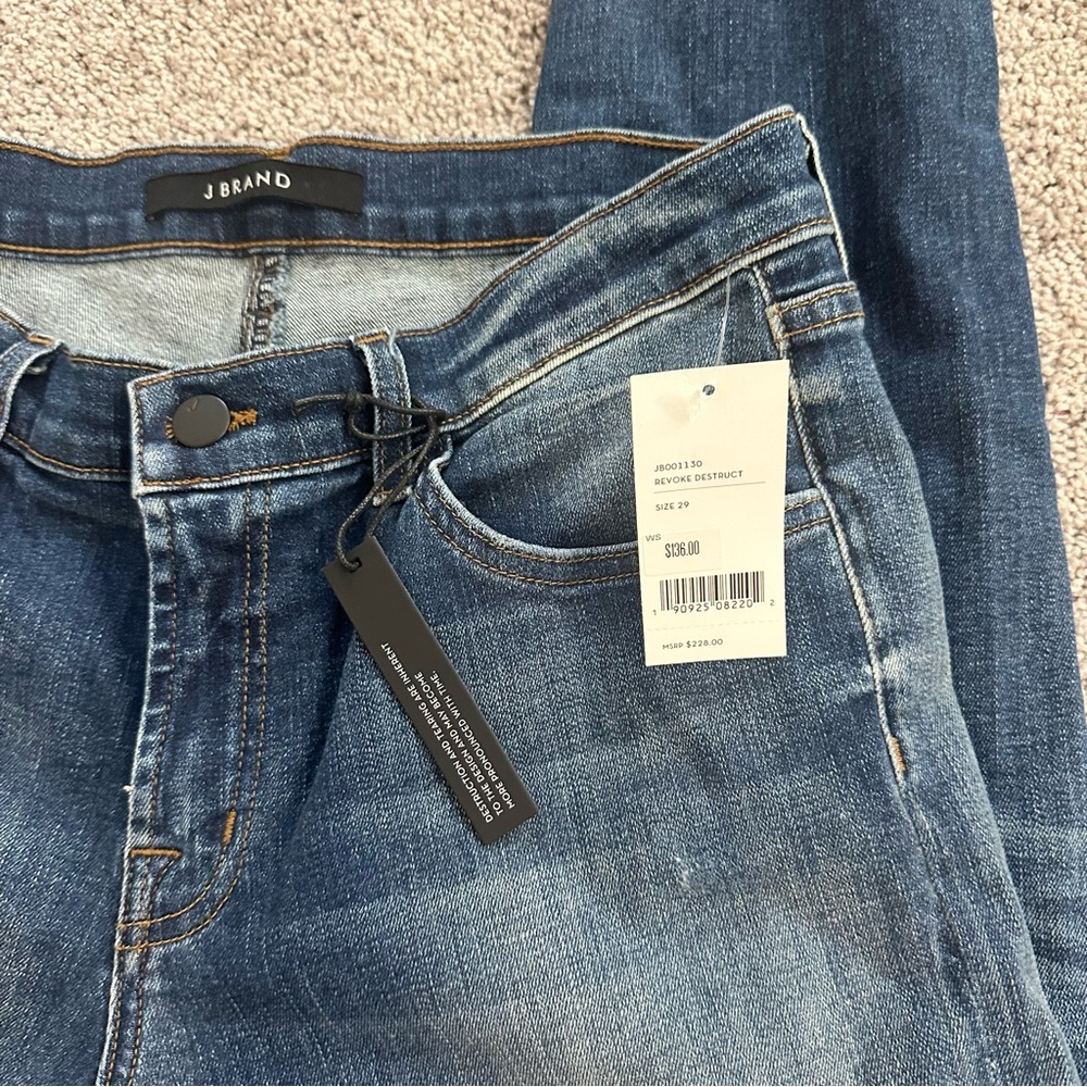 NWT J Brand Sadey Revoke Destruct Mid Rise Crop 29 Slim Straight Jeans - Picture 12 of 15
